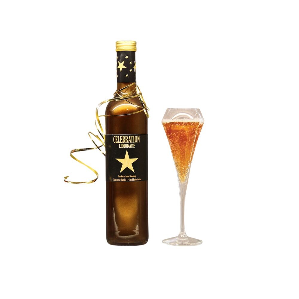 Celebration Bubbel blandas med Prosecco eller Cava och ger en glittrig drink!